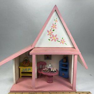 Artisan Pink Wood Easter Bunny House Decoration
